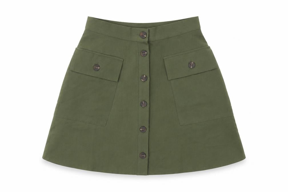 ASOS Womens Green Polyester A-Line Skirt Size 8 Button