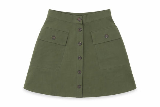 ASOS Womens Green Polyester A-Line Skirt Size 8 Button
