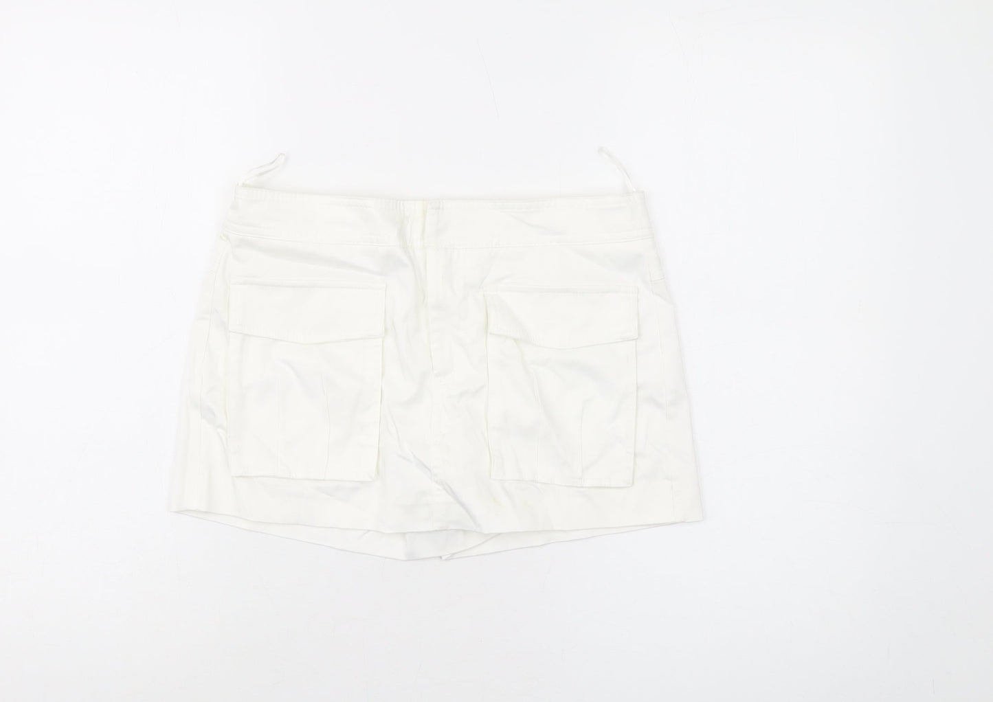 Zara Womens Ivory Polyester Skort Skirt Size S Hook & Eye