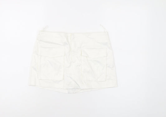 Zara Womens Ivory Polyester Skort Skirt Size S Hook & Eye