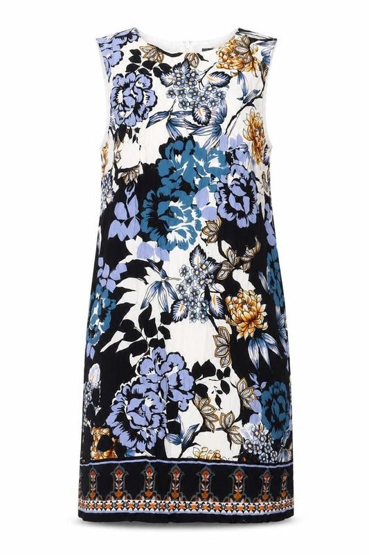 Warehouse Womens Multicoloured Geometric Viscose Tank Dress Size 12 Round Neck Zip