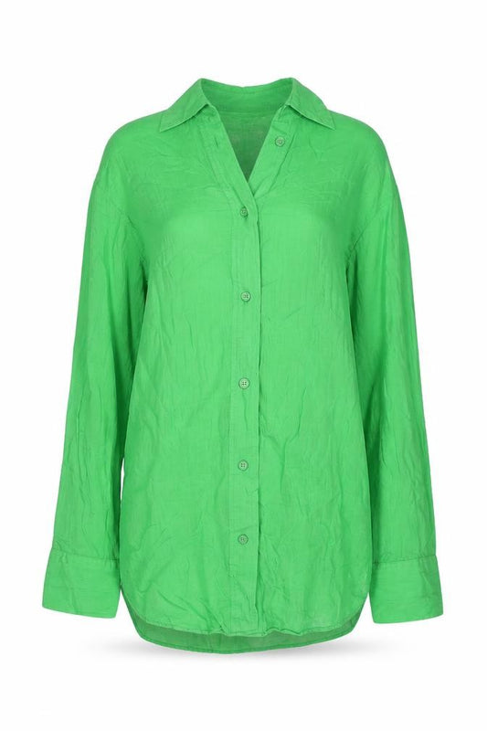 H&M Womens Green Polyester Basic Button-Up Size XS Collared