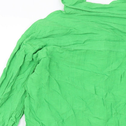 H&M Womens Green Polyester Basic Button-Up Size XS Collared