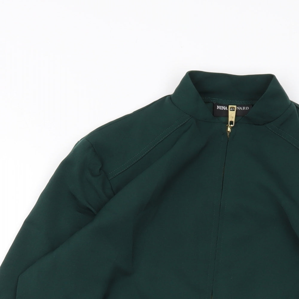 Nina Leonard Womens Green Bomber Jacket Jacket Size XS Zip