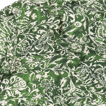 Zara Womens Green Geometric Polyester Basic Button-Up Size XS V-Neck