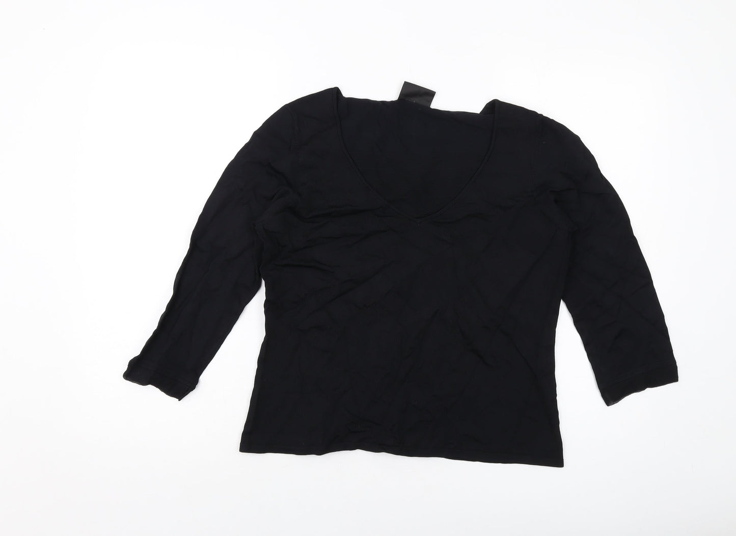 Principles Womens Black Viscose Basic Blouse Size 16 Square Neck