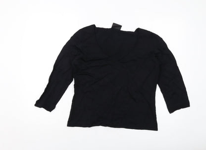 Additional front view of Principles women’s black viscose basic blouse, size UK 16, square neck