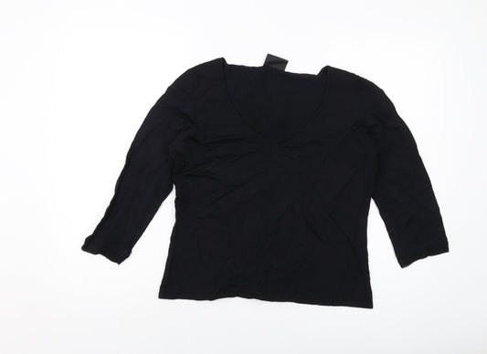 Principles Womens Black Viscose Basic Blouse Size 16 Square Neck