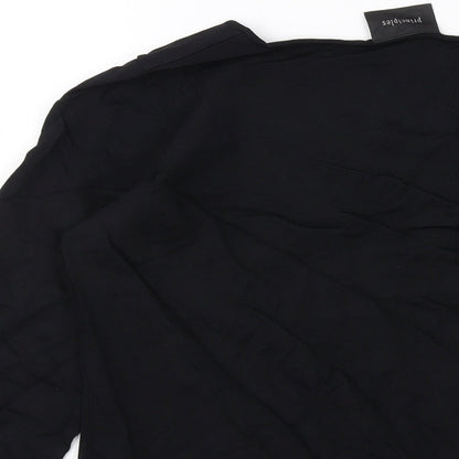 Brand and care label for Principles women’s black viscose basic blouse, size UK 16, square neck
