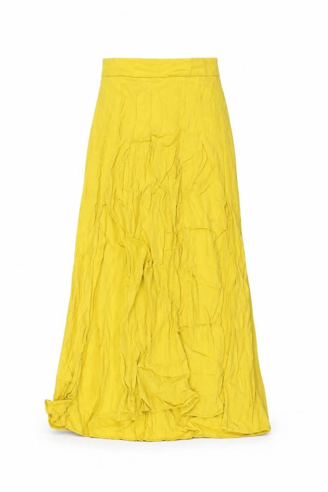 H&M Womens Yellow Polyester A-Line Skirt Size 6 Zip