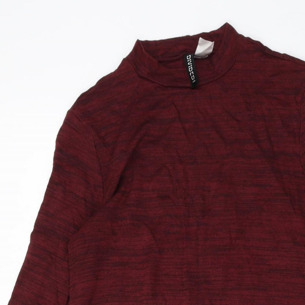 H&M Womens Red Viscose A-Line Size 8 Mock Neck Pullover