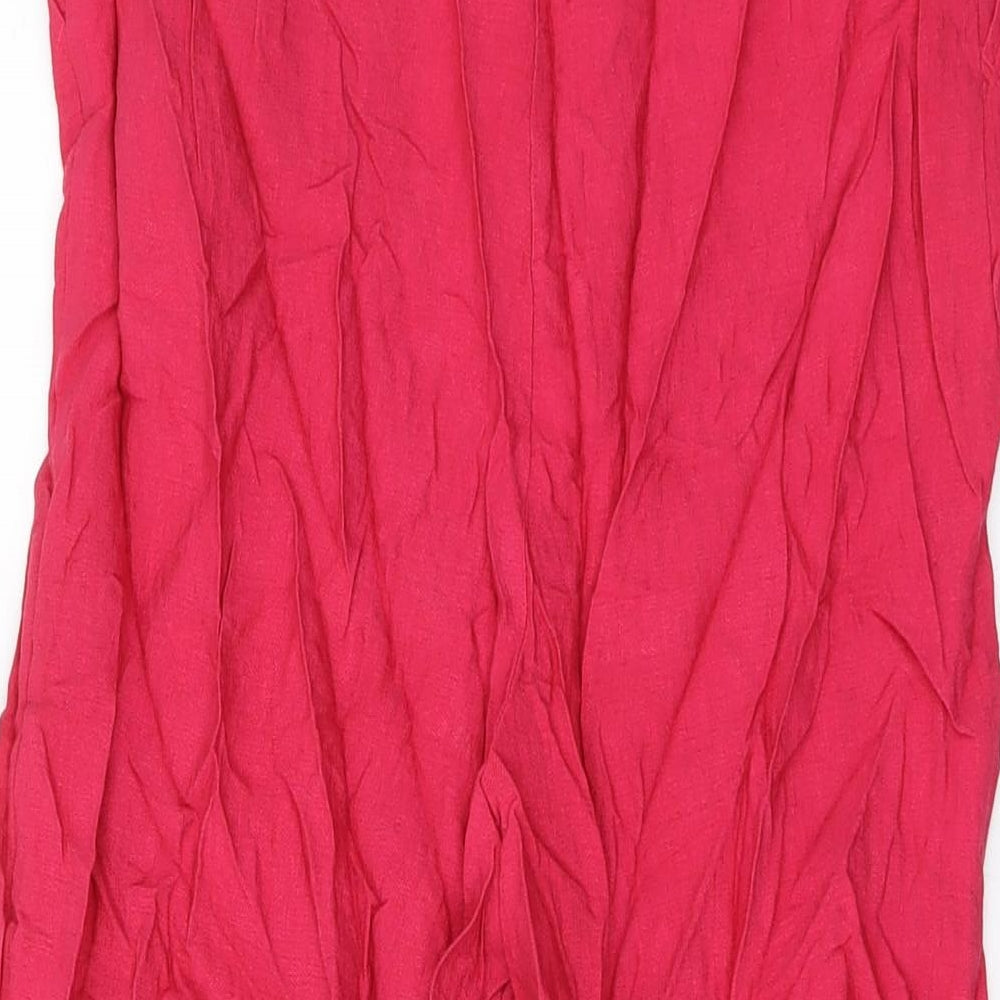 NEXT Womens Pink Viscose Trousers Size 12 L22 in Regular Zip