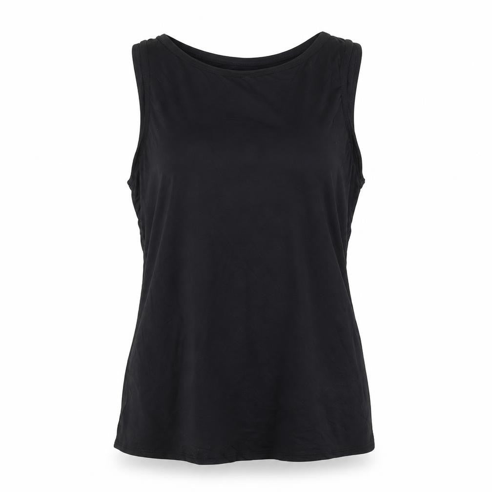 Lands' End Womens Black Nylon Basic T-Shirt Size 18 Round Neck Pullover