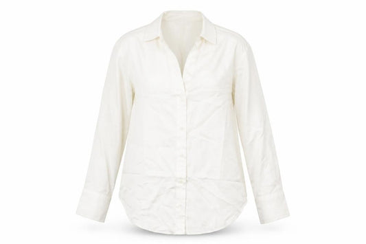 H&M Womens Ivory Polyester Basic Button-Up Size XS Collared