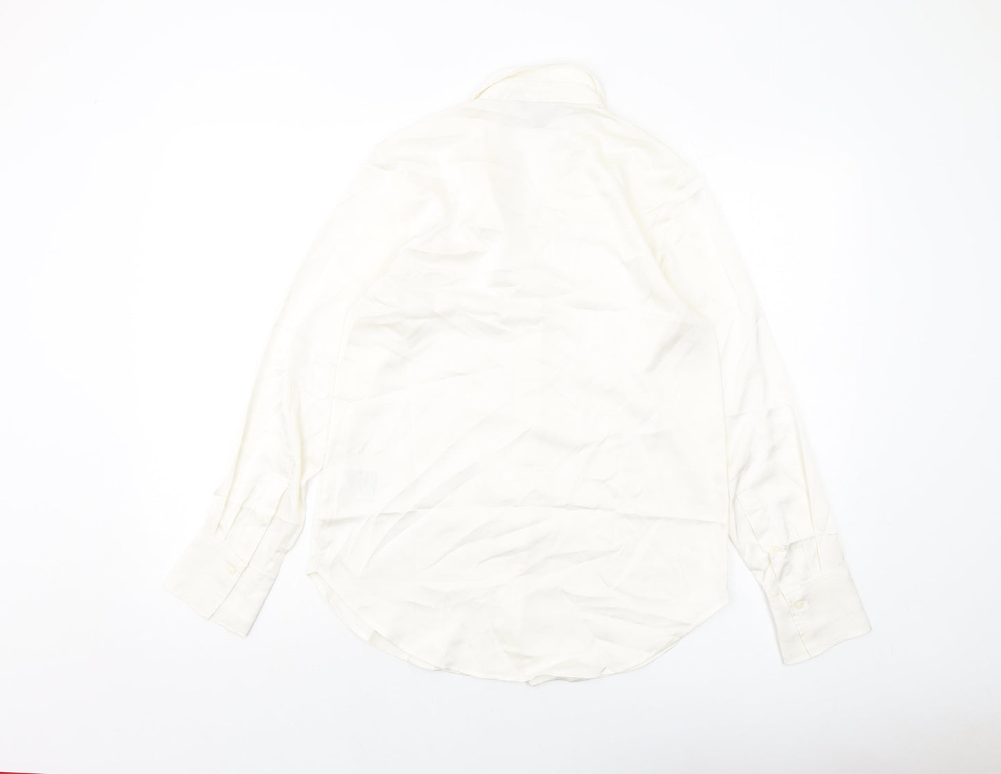 H&M Womens Ivory Polyester Basic Button-Up Size XS Collared
