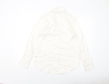 H&M Womens Ivory Polyester Basic Button-Up Size XS Collared