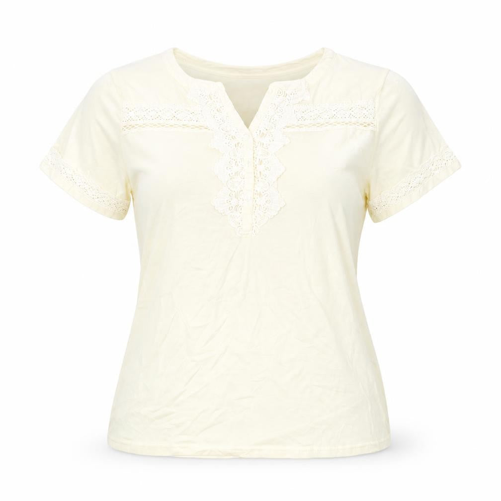 Damart Womens Ivory Polyester Basic T-Shirt Size 22 V-Neck