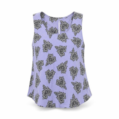 Oasis Womens Blue Geometric Polyester Basic Tank Size 14 Round Neck