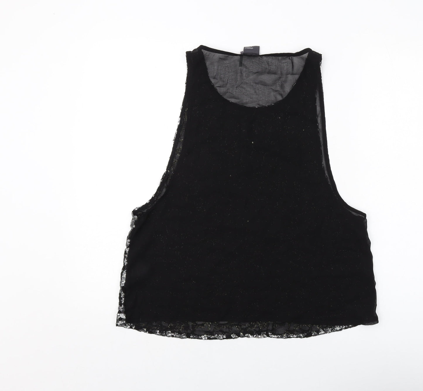 Sparkle & Fade Womens Black Polyester Basic Tank Size L Round Neck