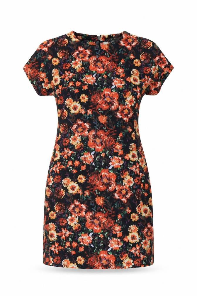 Oasis Womens Multicoloured Floral Cotton Mini Size 8 Round Neck Zip