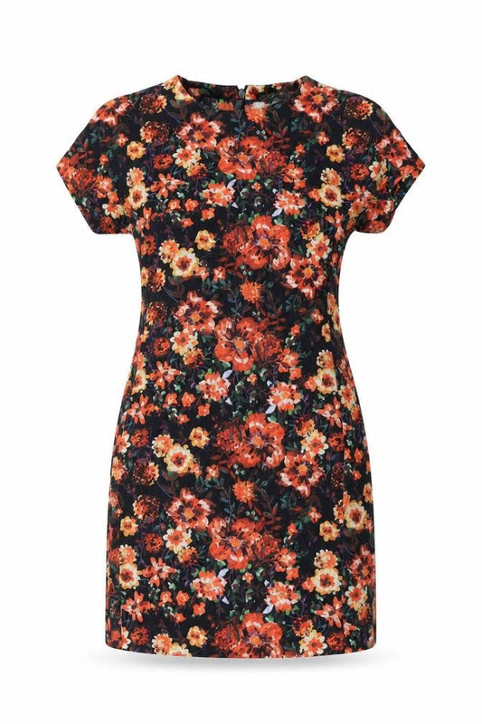 Oasis Womens Multicoloured Floral Cotton Mini Size 8 Round Neck Zip