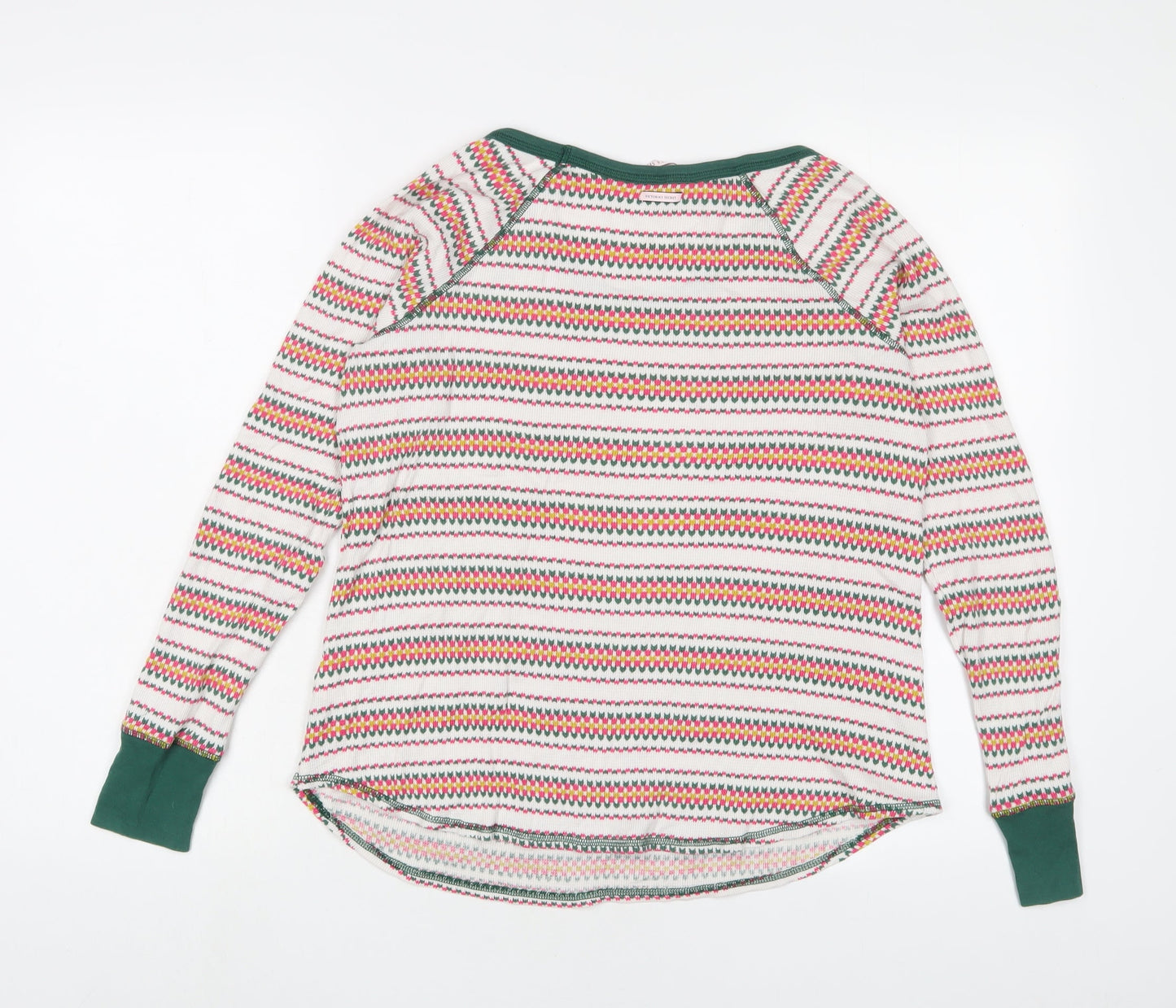 Victoria's Secret Womens Multicoloured Fair Isle Cotton Basic T-Shirt Size M Scoop Neck