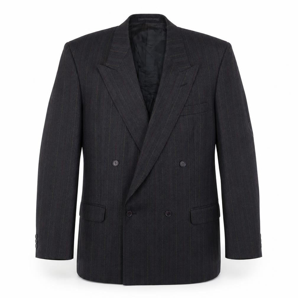 Review Mens Grey Striped Wool Jacket Suit Jacket Size 42 Regular