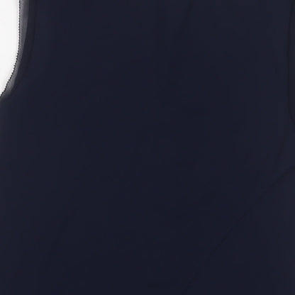 Oasis Womens Blue Floral Polyester Basic Tank Size 8 Boat Neck - Embroidered