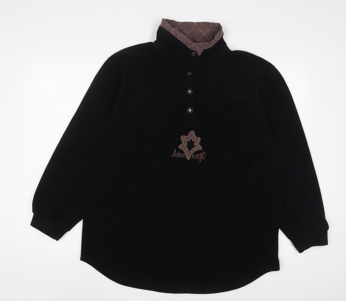 Advantage Womens Black Polyester Pullover Sweatshirt Size XL Snap - Embroidered