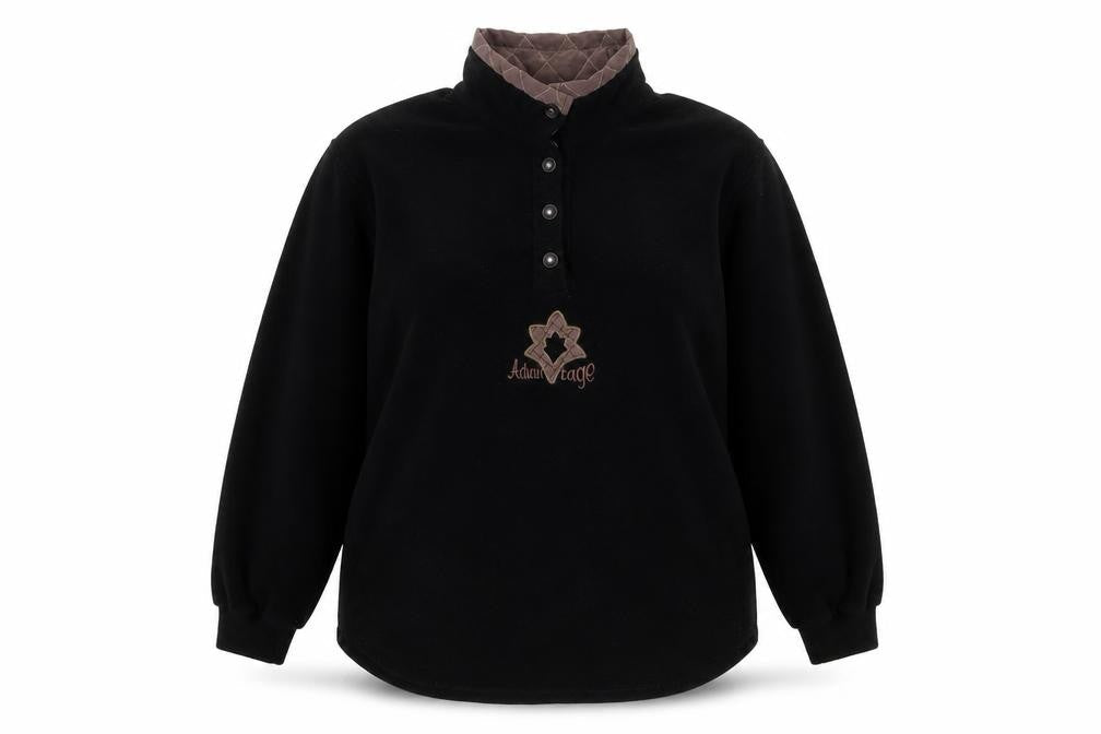Advantage Womens Black Polyester Pullover Sweatshirt Size XL Snap - Embroidered