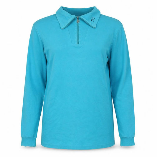 Maser Womens Blue Cotton Pullover Sweatshirt Size M Zip