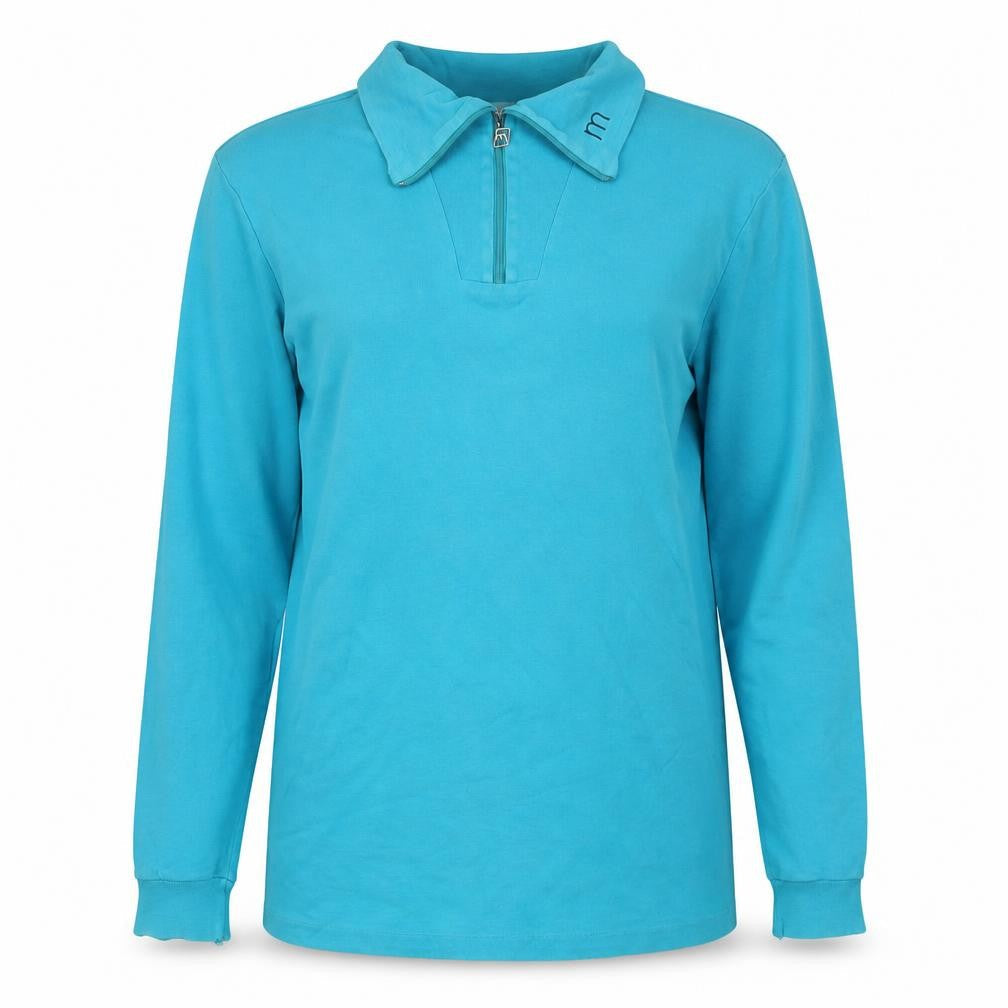 Maser Womens Blue Cotton Pullover Sweatshirt Size M Zip