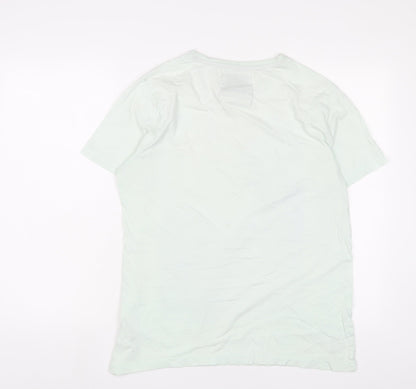 Dissident Womens Green Cotton Basic T-Shirt Size L V-Neck