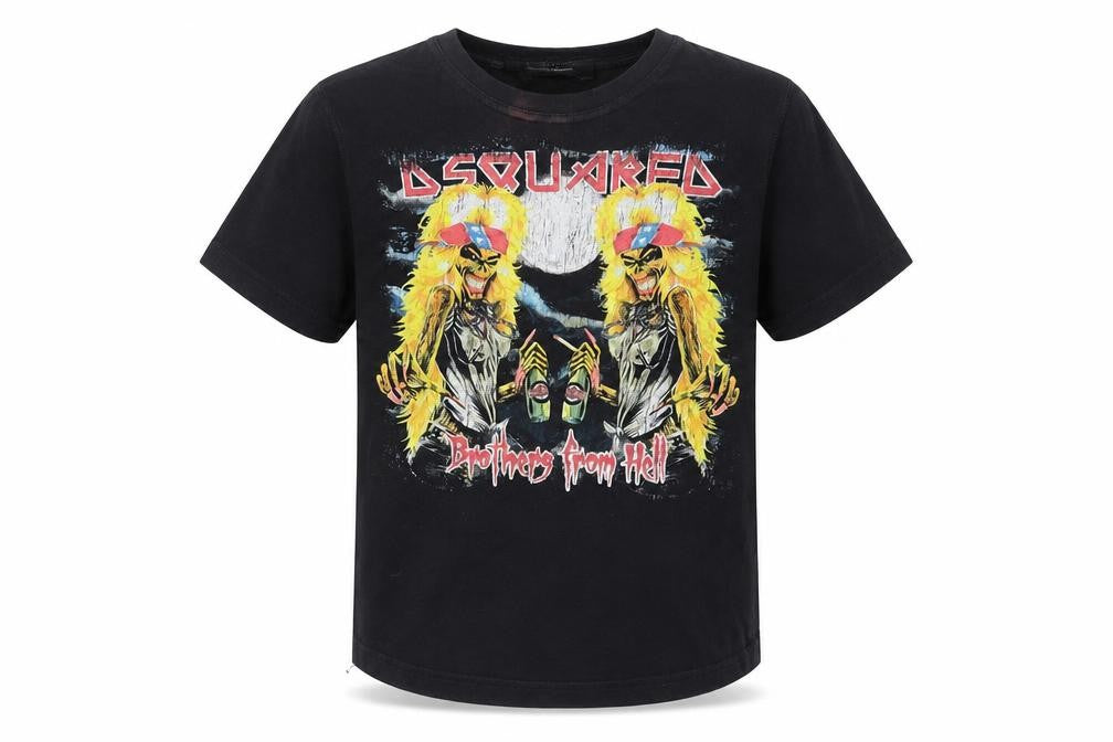 Dsquared2 Boys Black Cotton Basic T-Shirt Size 10 Years Crew Neck Pullover