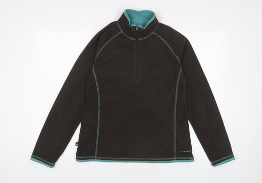 Mountain Life Womens Brown Polyester Pullover Sweatshirt Size S Zip - Embroidered