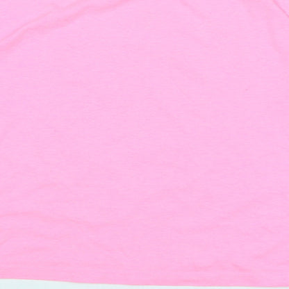 Brand and care label for Freinds girls’ pink cotton basic t-shirt, size 11-12, years crew neck
