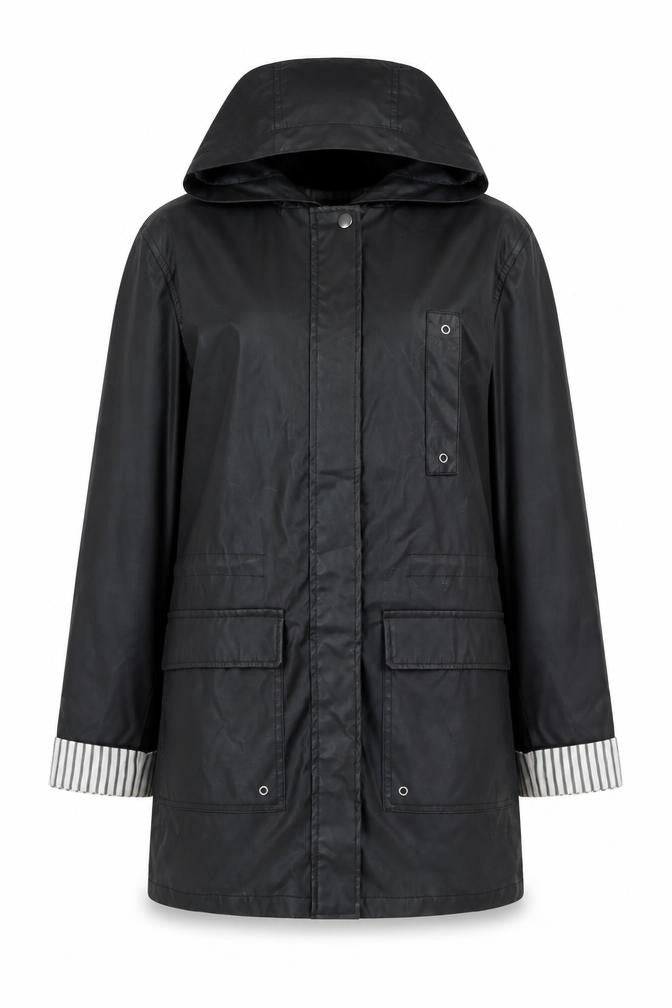 New Look Womens Black Rain Coat Coat Size 10 Zip