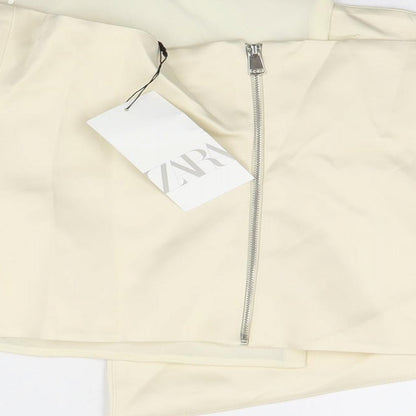 Zara Womens White Polyester Basic T-Shirt Size M Off the Shoulder