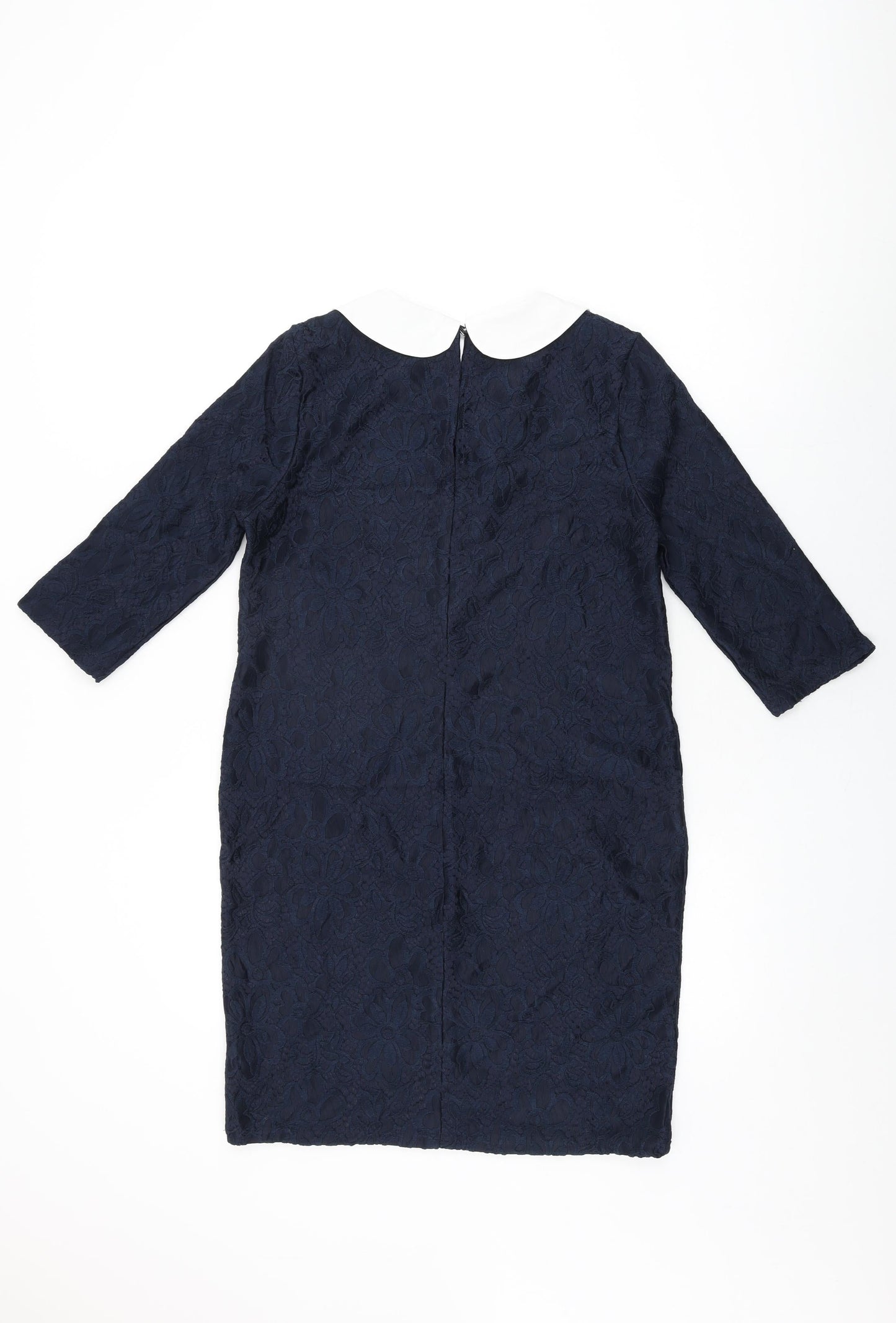 River Island Womens Blue Floral Polyester Shift Size 10 Collared Button