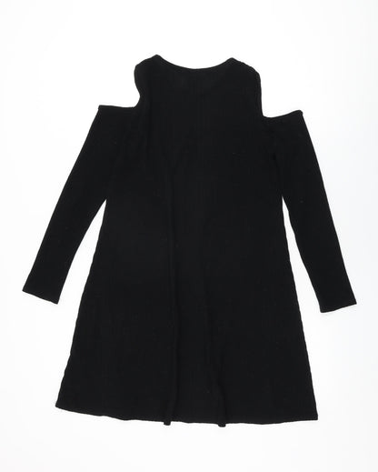 Boohoo Womens Black Polyester Shift Size 10 Round Neck Pullover