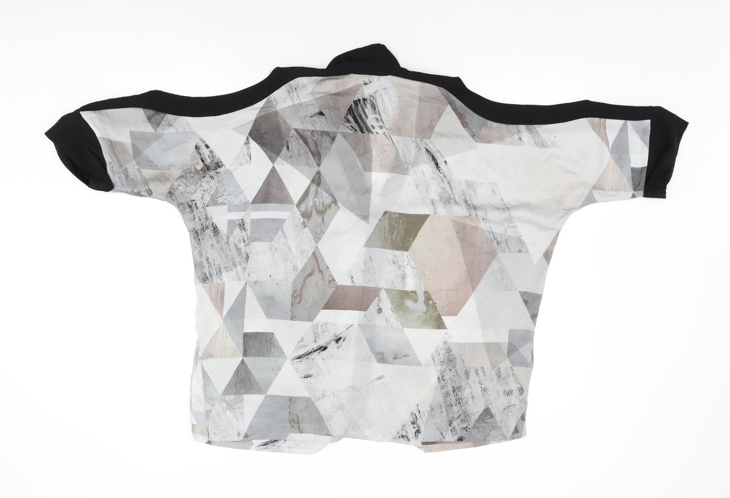 River Island Womens Grey Geometric Polyester Basic Button-Up Size 12 Collared
