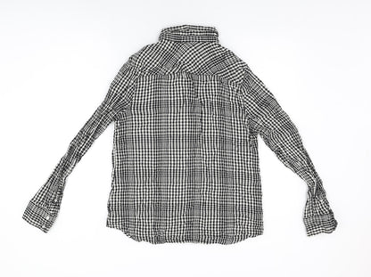 Merona Womens Black Geometric Cotton Basic Button-Up Size L Collared - Gingham