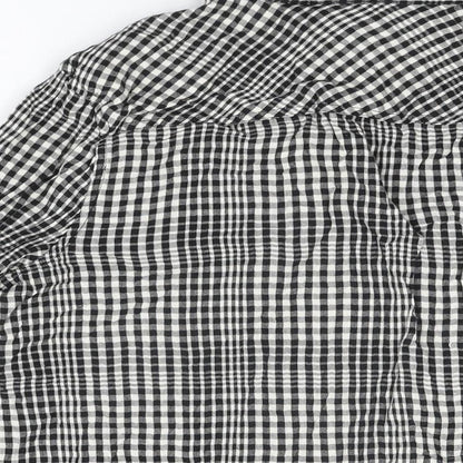 Merona Womens Black Geometric Cotton Basic Button-Up Size L Collared - Gingham