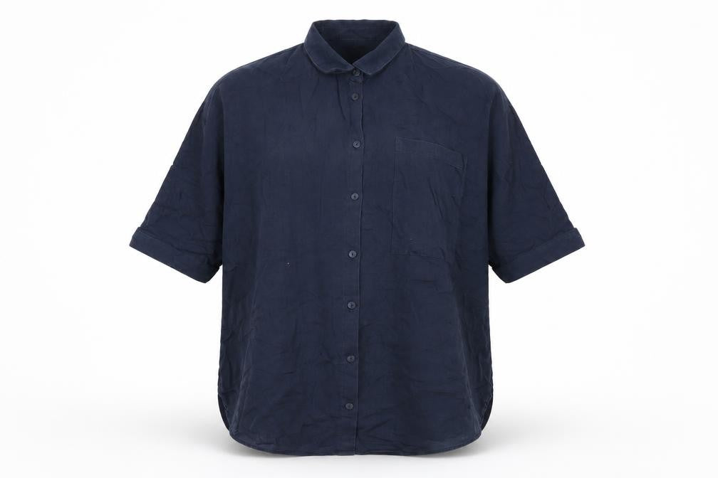 Per Una Womens Blue Lyocell Basic Button-Up Size 12 Collared