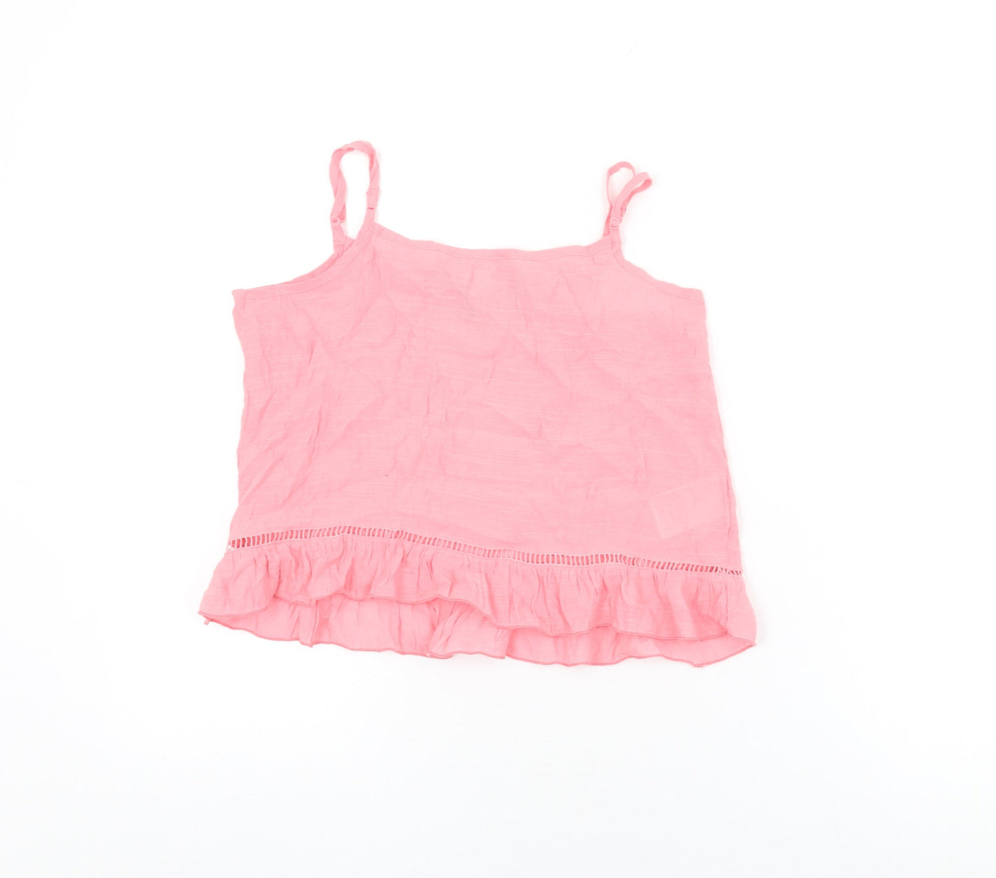 H&M Womens Pink Viscose Cropped T-Shirt Size 8 Square Neck