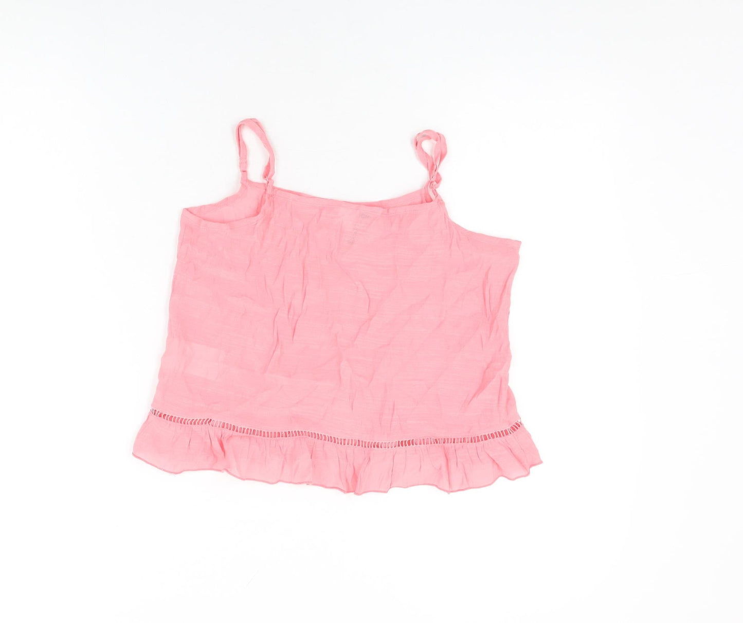 H&M Womens Pink Viscose Cropped T-Shirt Size 8 Square Neck