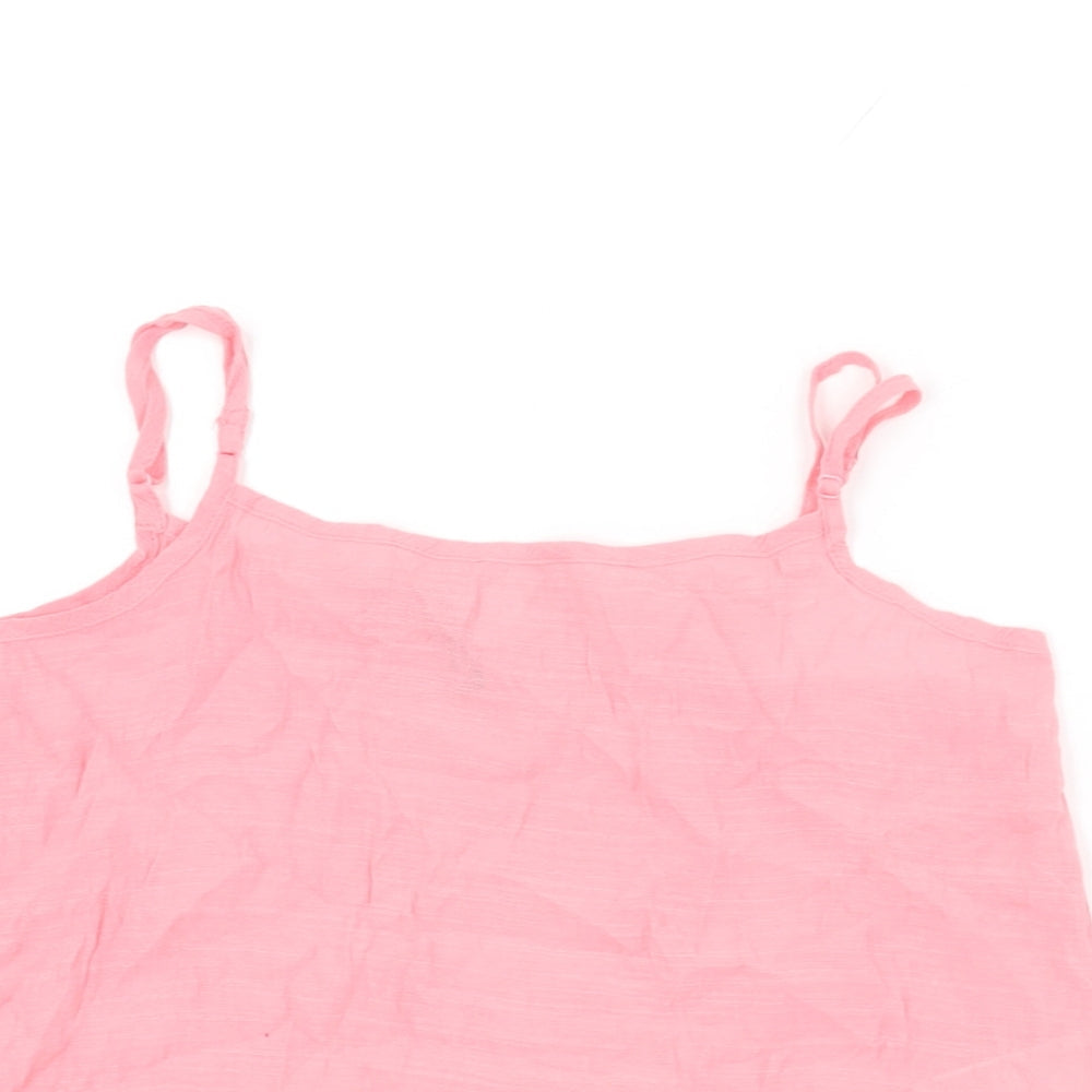H&M Womens Pink Viscose Cropped T-Shirt Size 8 Square Neck