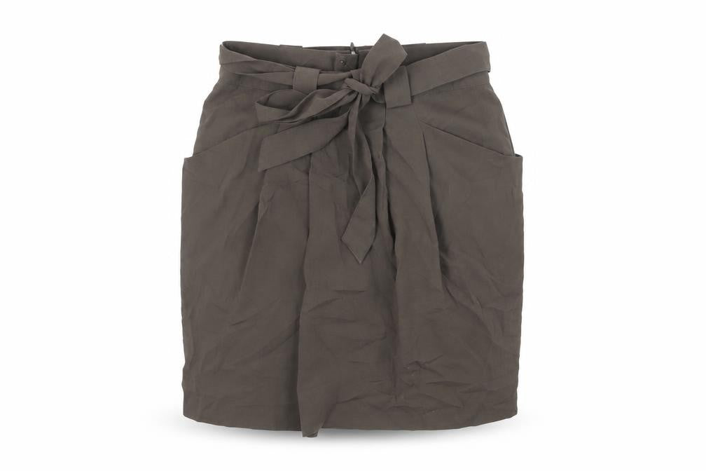 Marks & Spencer Womens Green Polyester Mini Skirt Size 8 Zip - Belted