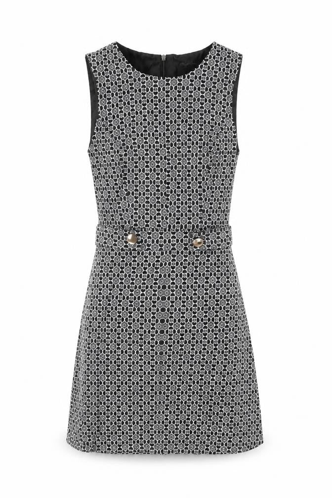 Miss Selfridge Womens Black Floral Polyester Mini Size 8 Round Neck Zip