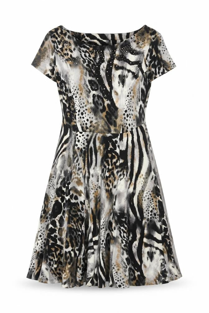 M&Co Womens Multicoloured Animal Print Polyester A-Line Size 10 Round Neck Pullover